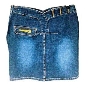 Y2K FUBU Womens‎ Mini Denim Skirt M 9/10 Zip Indigo Vintage Casual Preppy